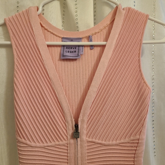 Herve Leger Pink Bandage zip up dress - Picture 2 of 4